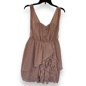 H&M Beige Chiffon Bubble Mini Party Cocktail Dress Size 6